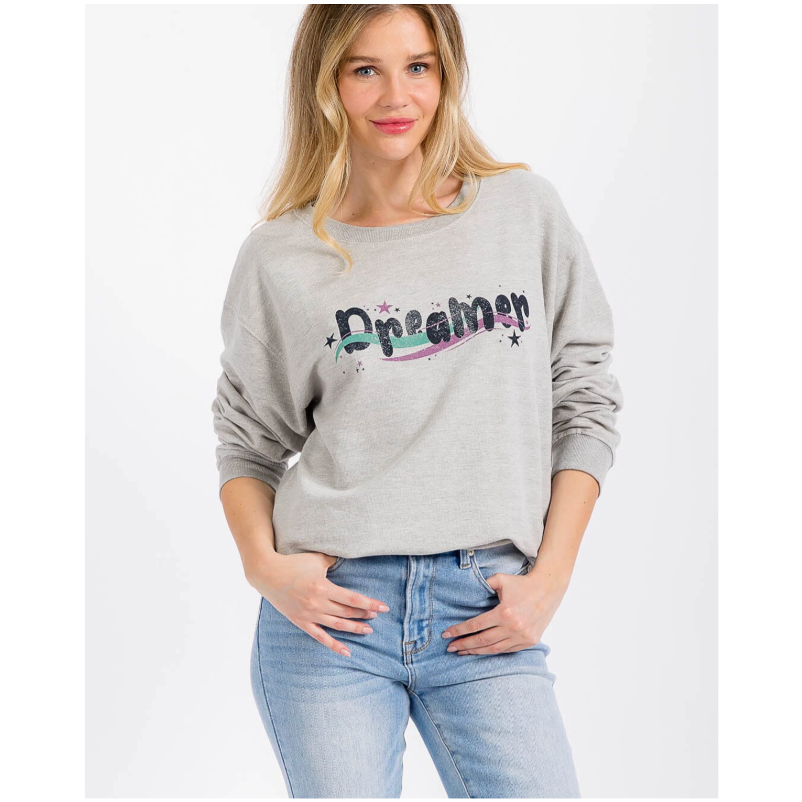 "Dreamer" Graphic Pullover Sweater | Medium